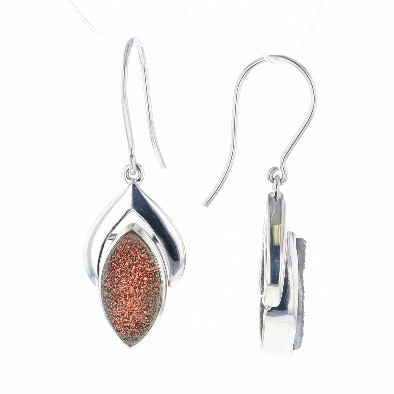 Druzy Quartz Sterling Silver Dangle Earrings