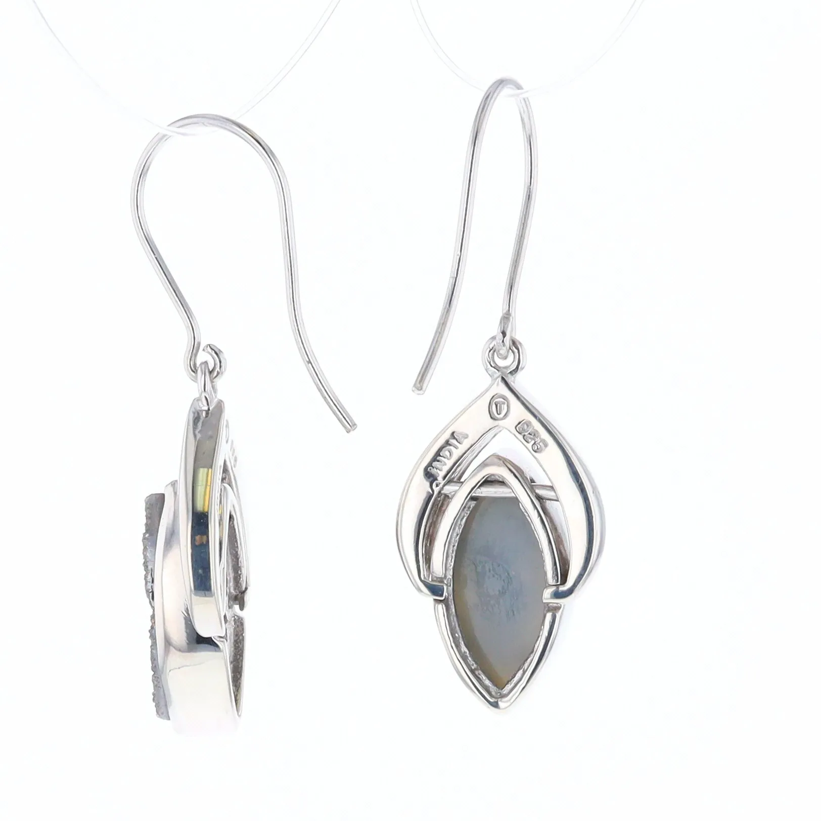 Druzy Quartz Sterling Silver Dangle Earrings