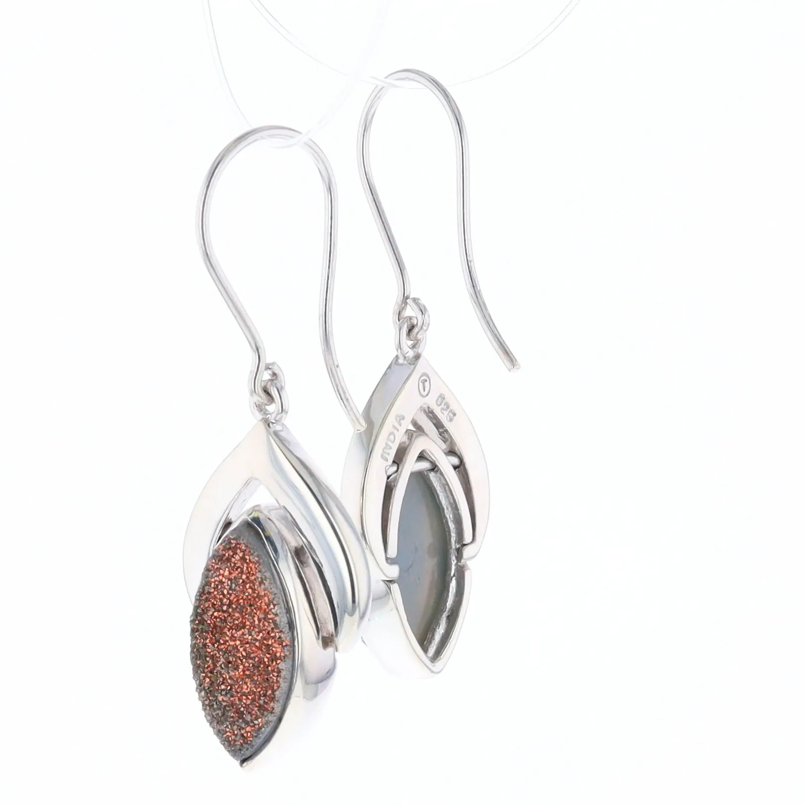Druzy Quartz Sterling Silver Dangle Earrings