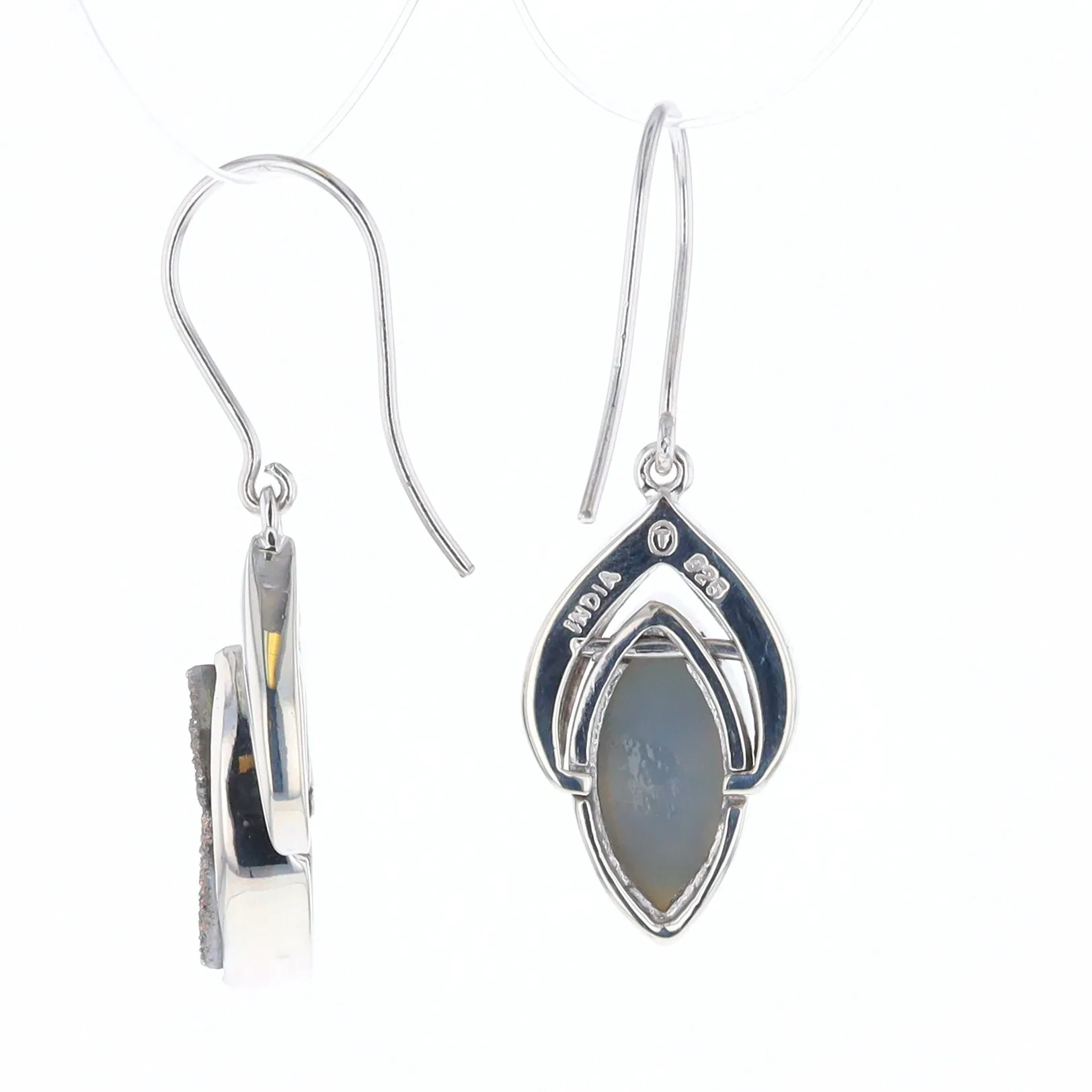 Druzy Quartz Sterling Silver Dangle Earrings