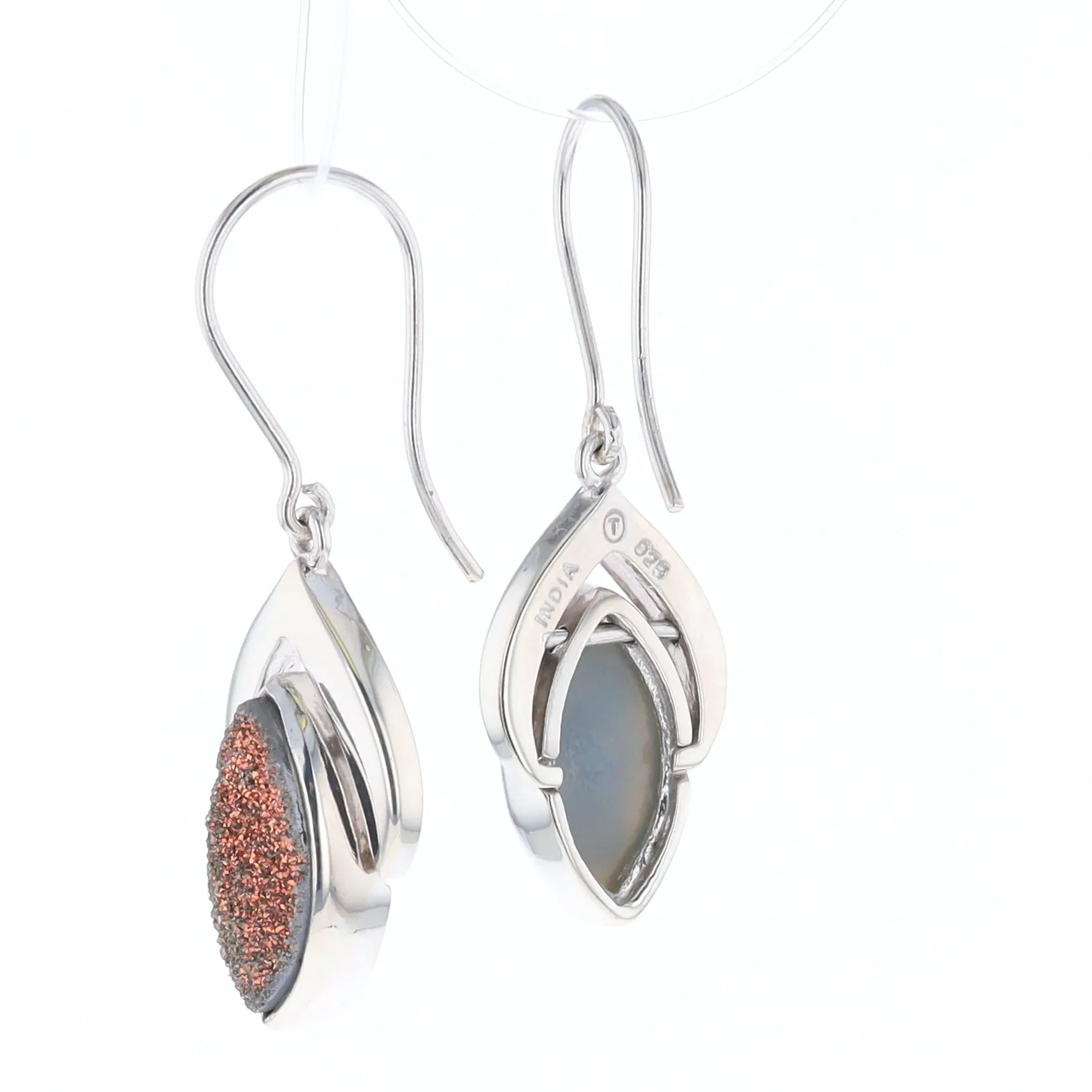 Druzy Quartz Sterling Silver Dangle Earrings