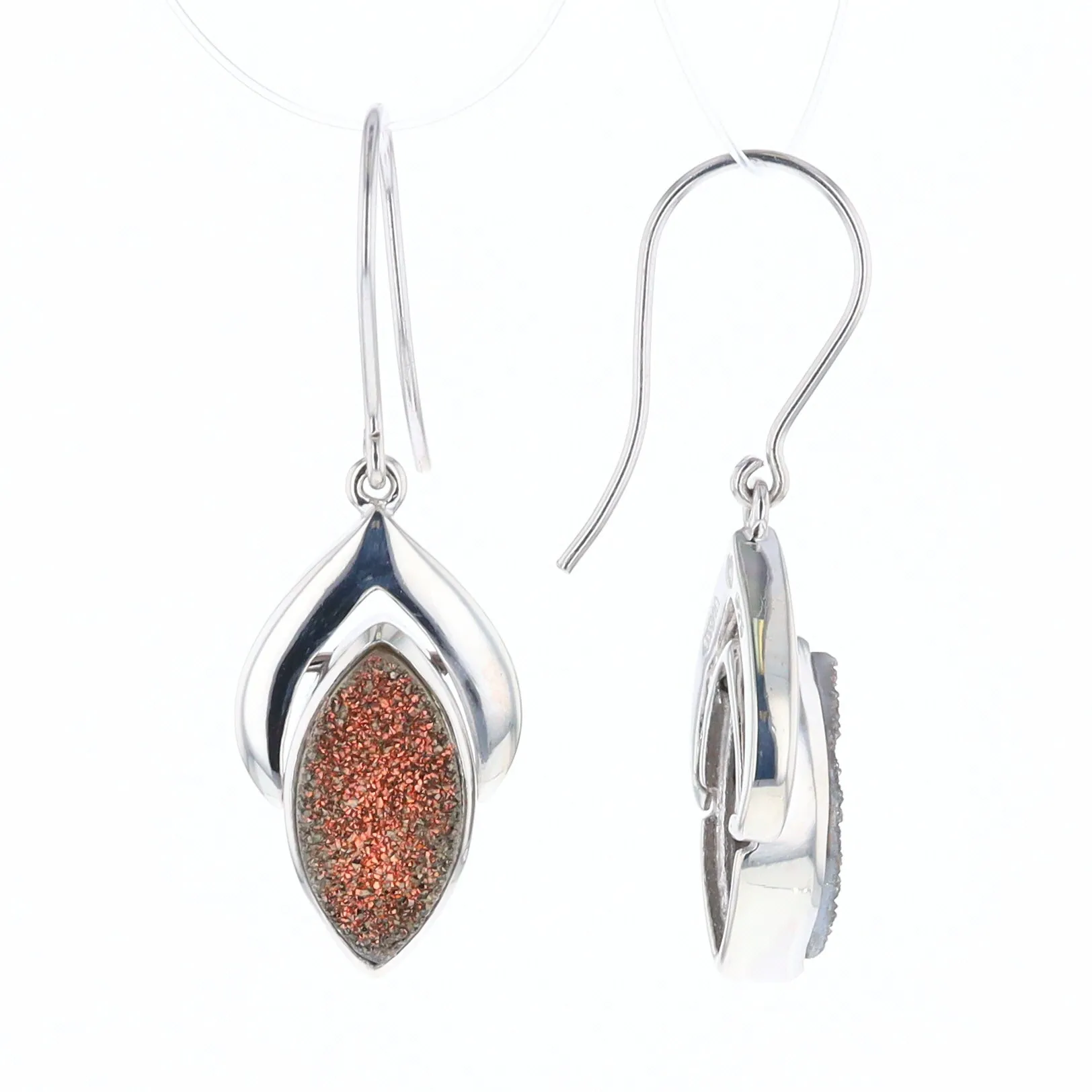 Druzy Quartz Sterling Silver Dangle Earrings
