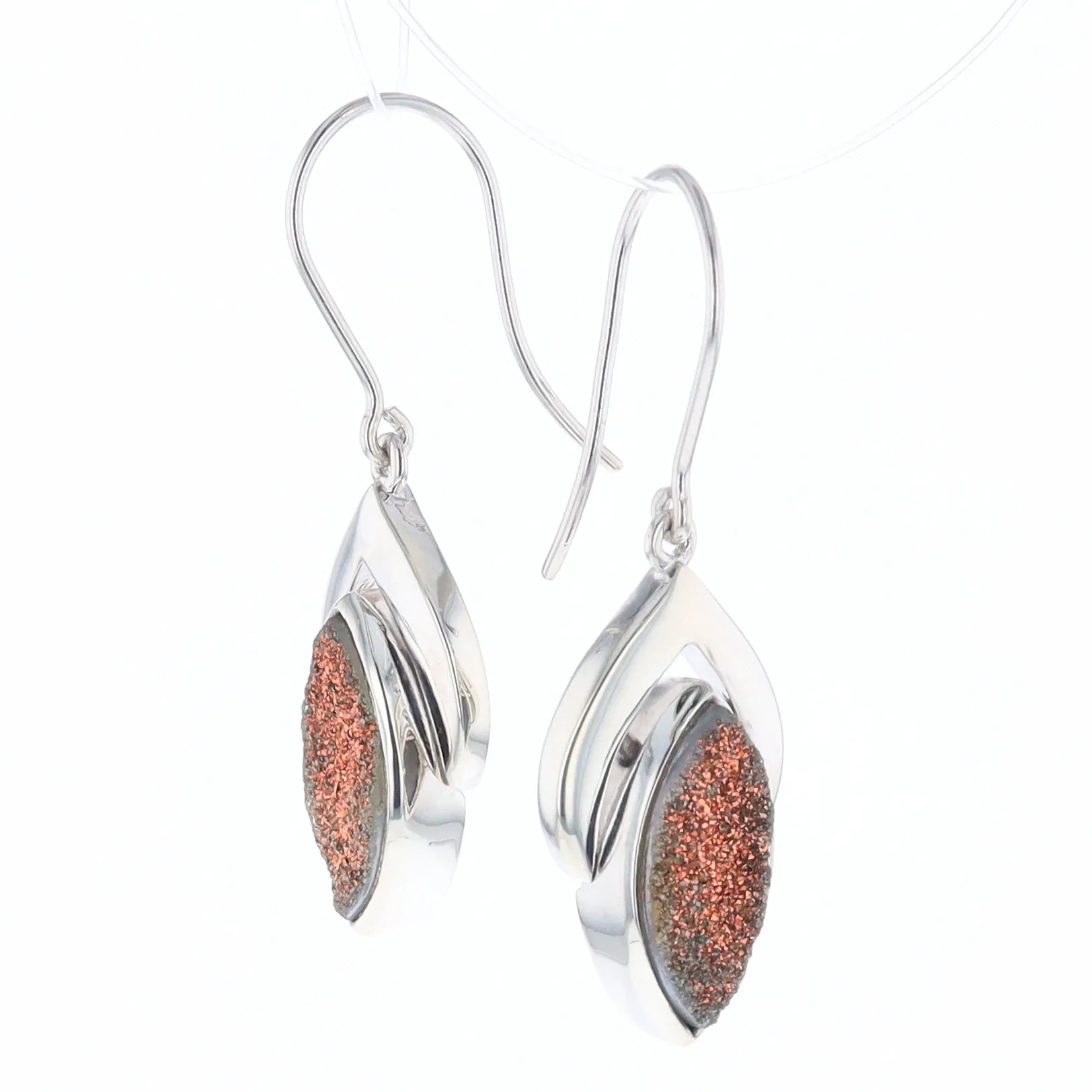 Druzy Quartz Sterling Silver Dangle Earrings