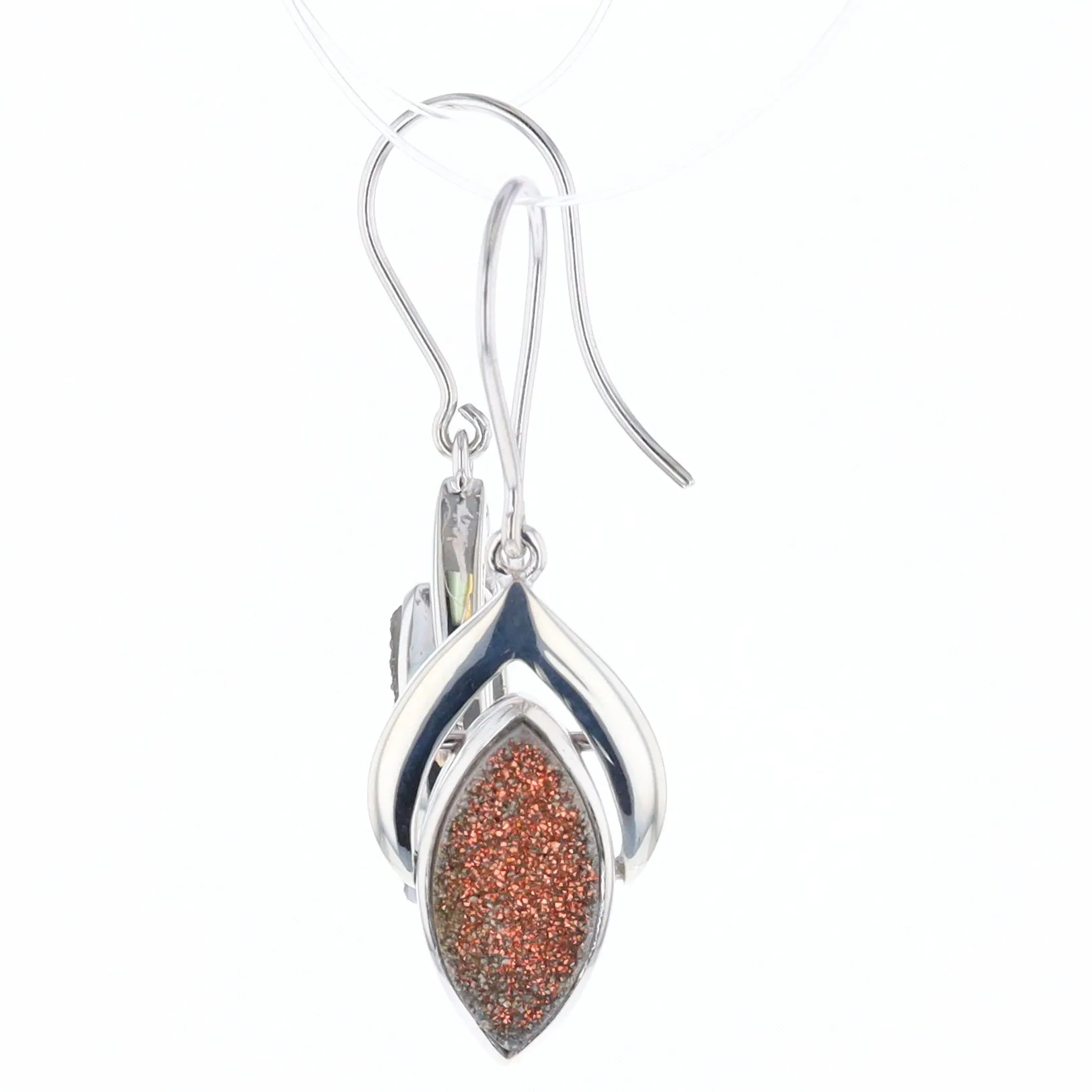 Druzy Quartz Sterling Silver Dangle Earrings