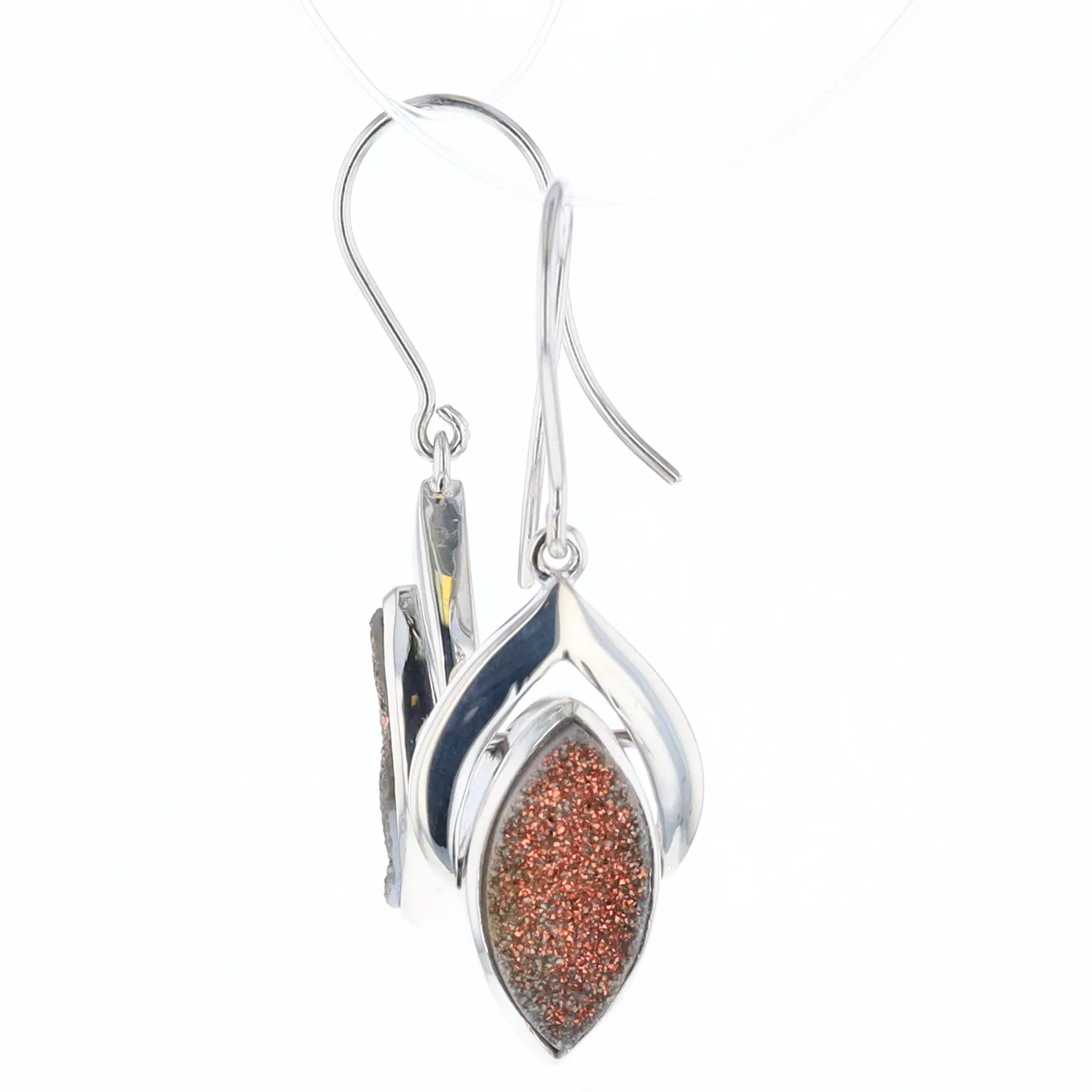 Druzy Quartz Sterling Silver Dangle Earrings