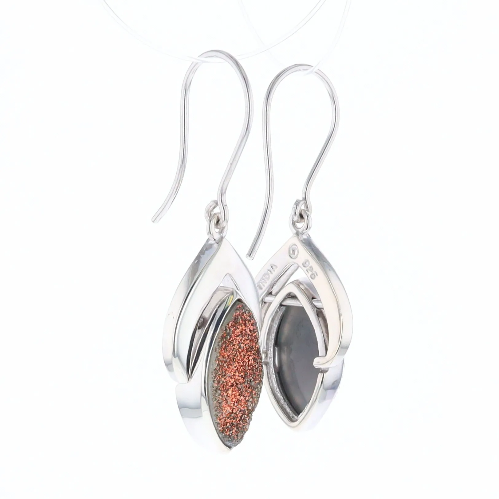 Druzy Quartz Sterling Silver Dangle Earrings
