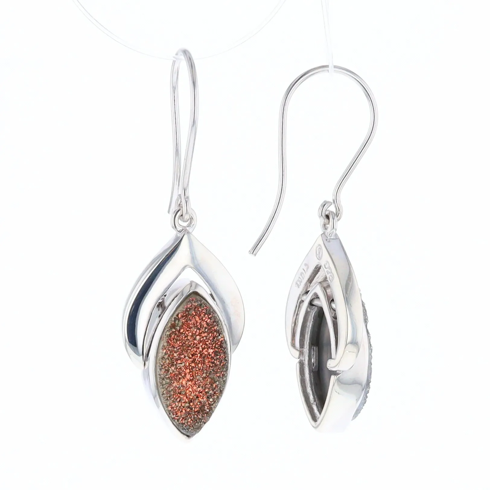 Druzy Quartz Sterling Silver Dangle Earrings