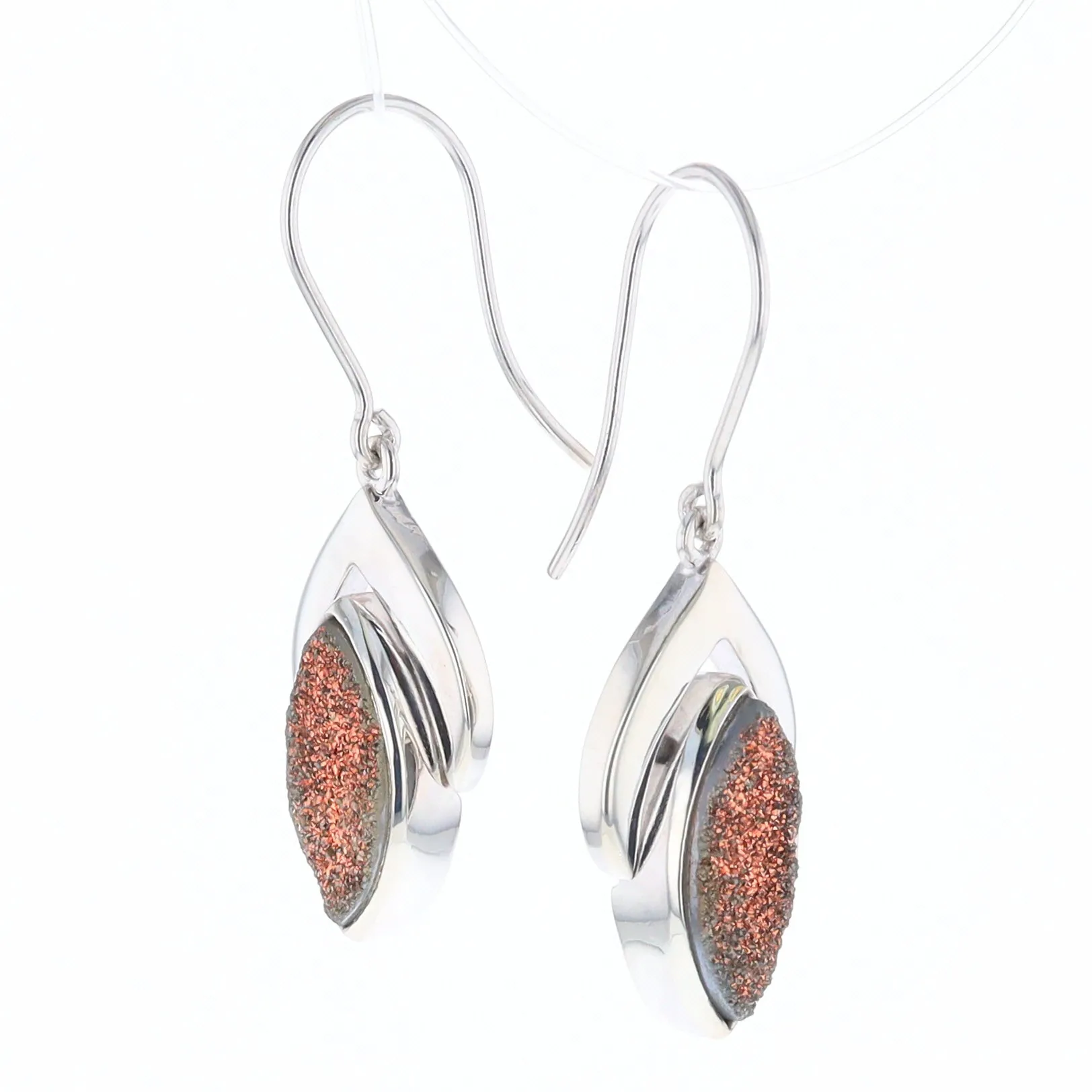 Druzy Quartz Sterling Silver Dangle Earrings