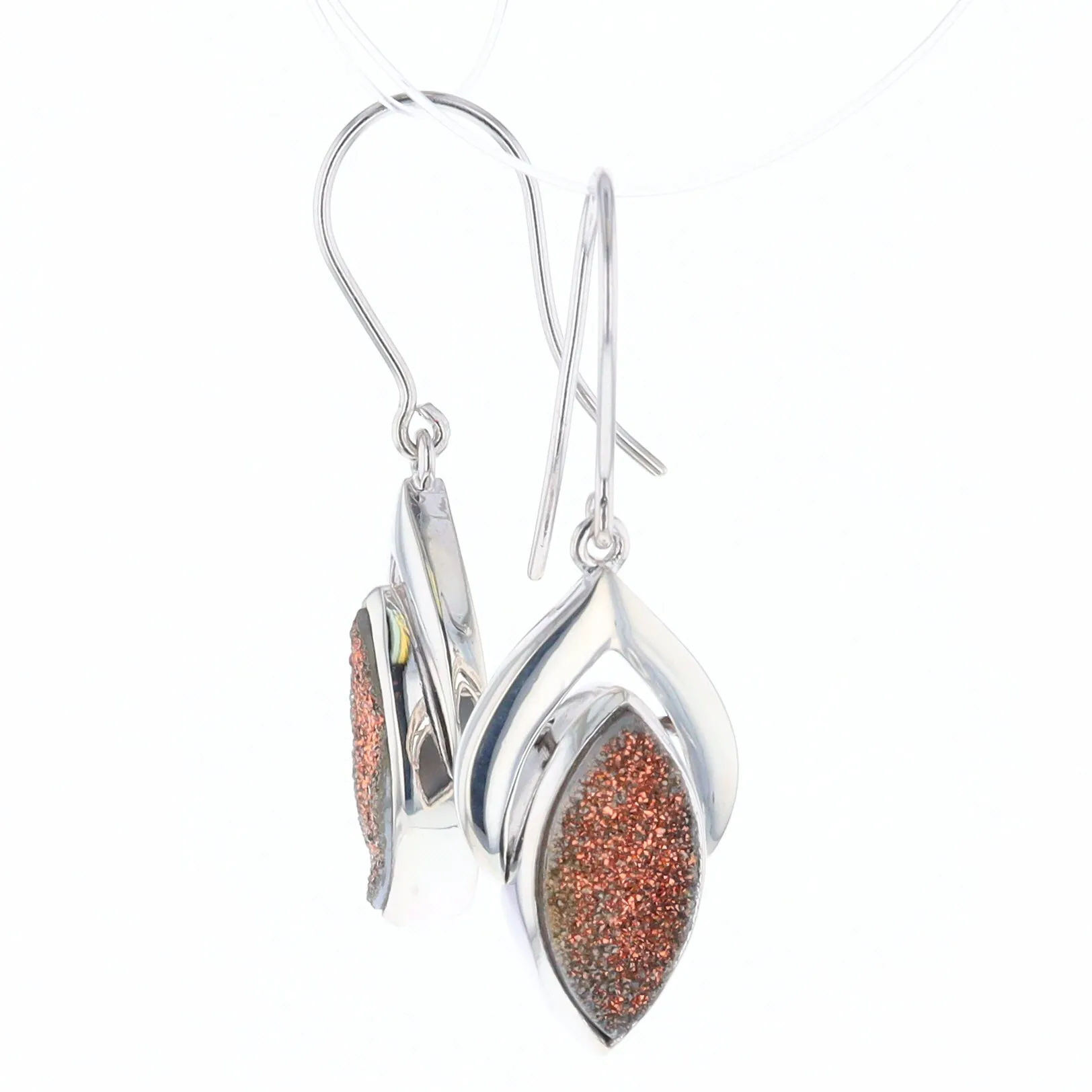 Druzy Quartz Sterling Silver Dangle Earrings