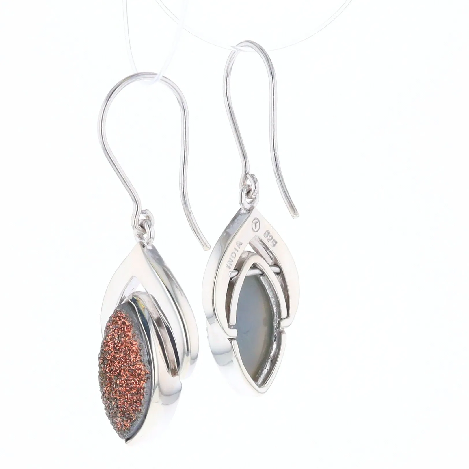 Druzy Quartz Sterling Silver Dangle Earrings