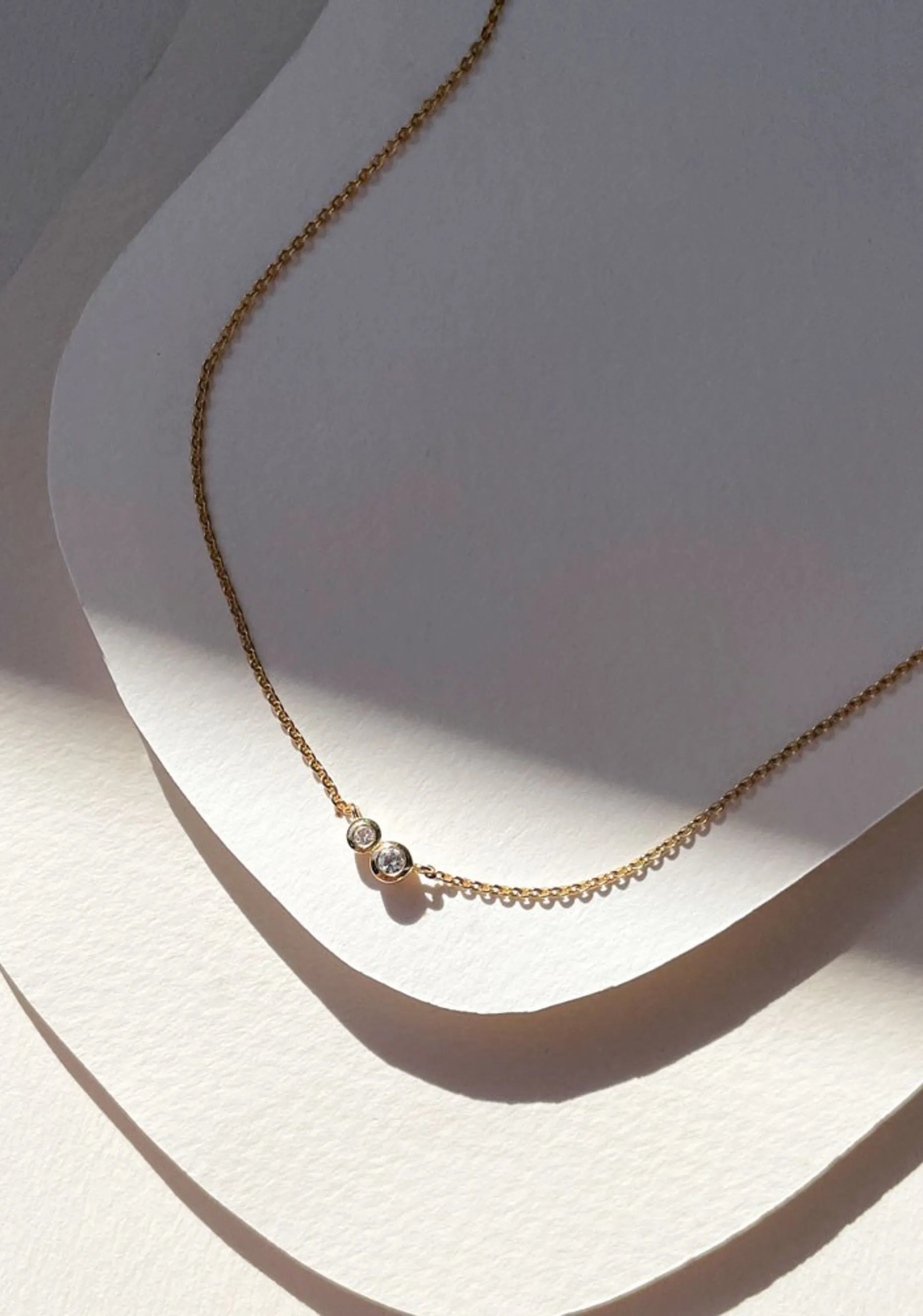Duo Necklace_Gold White Topaz
