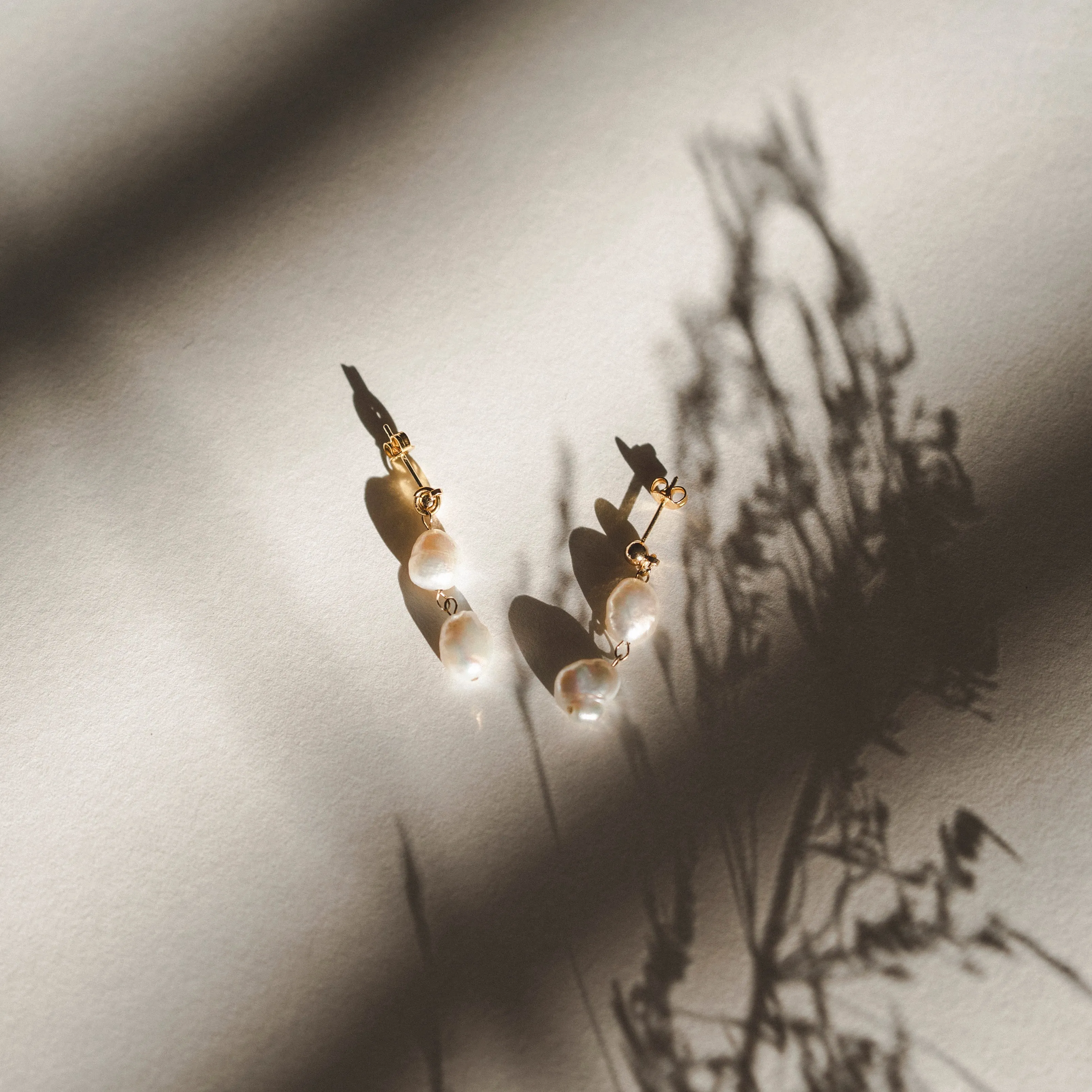 Elisse Double Pearl Drop Studs