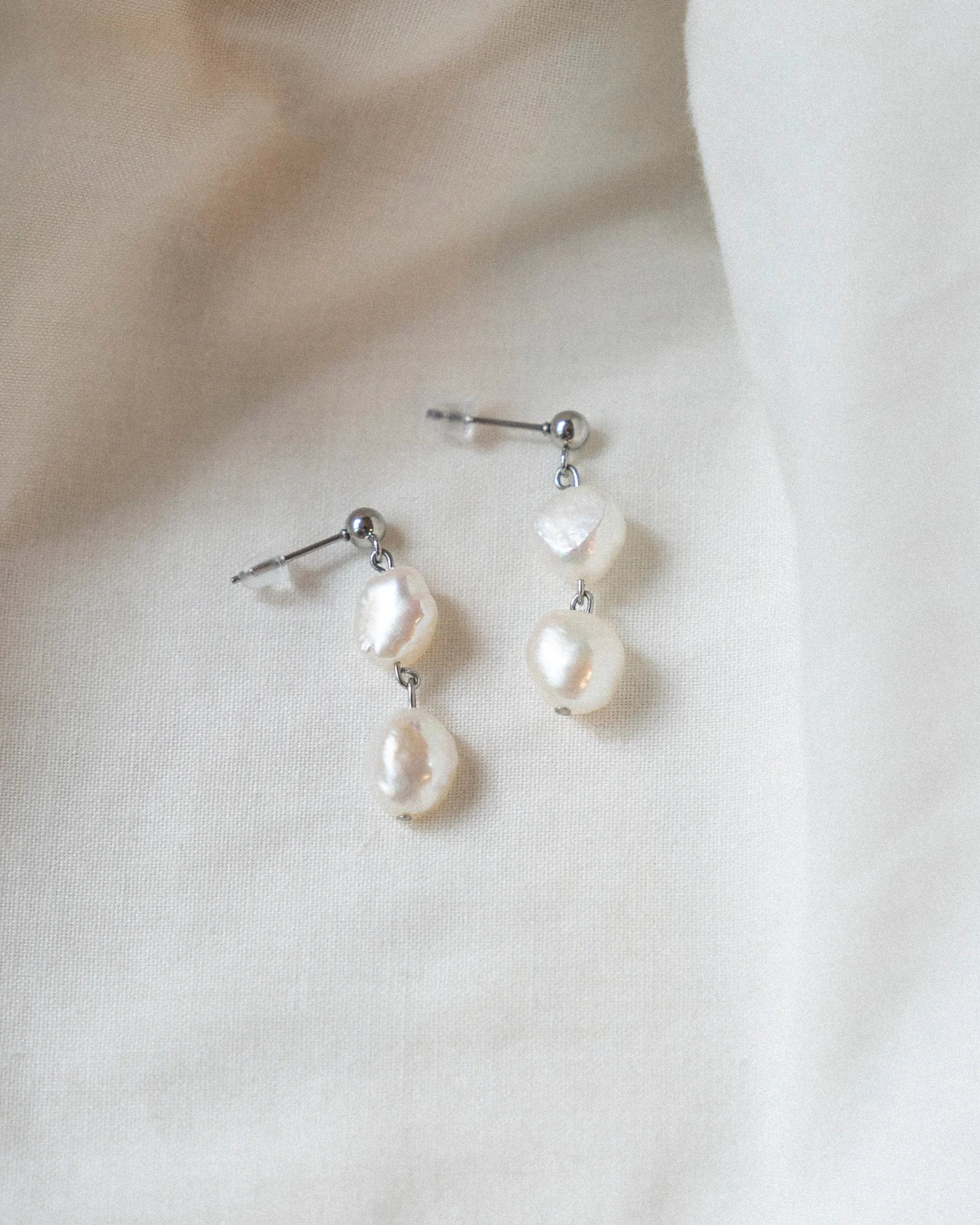 Elisse Double Pearl Drop Studs