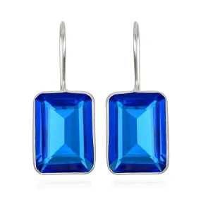 Emerald Cut Valencia-Cobalt Blue Silver