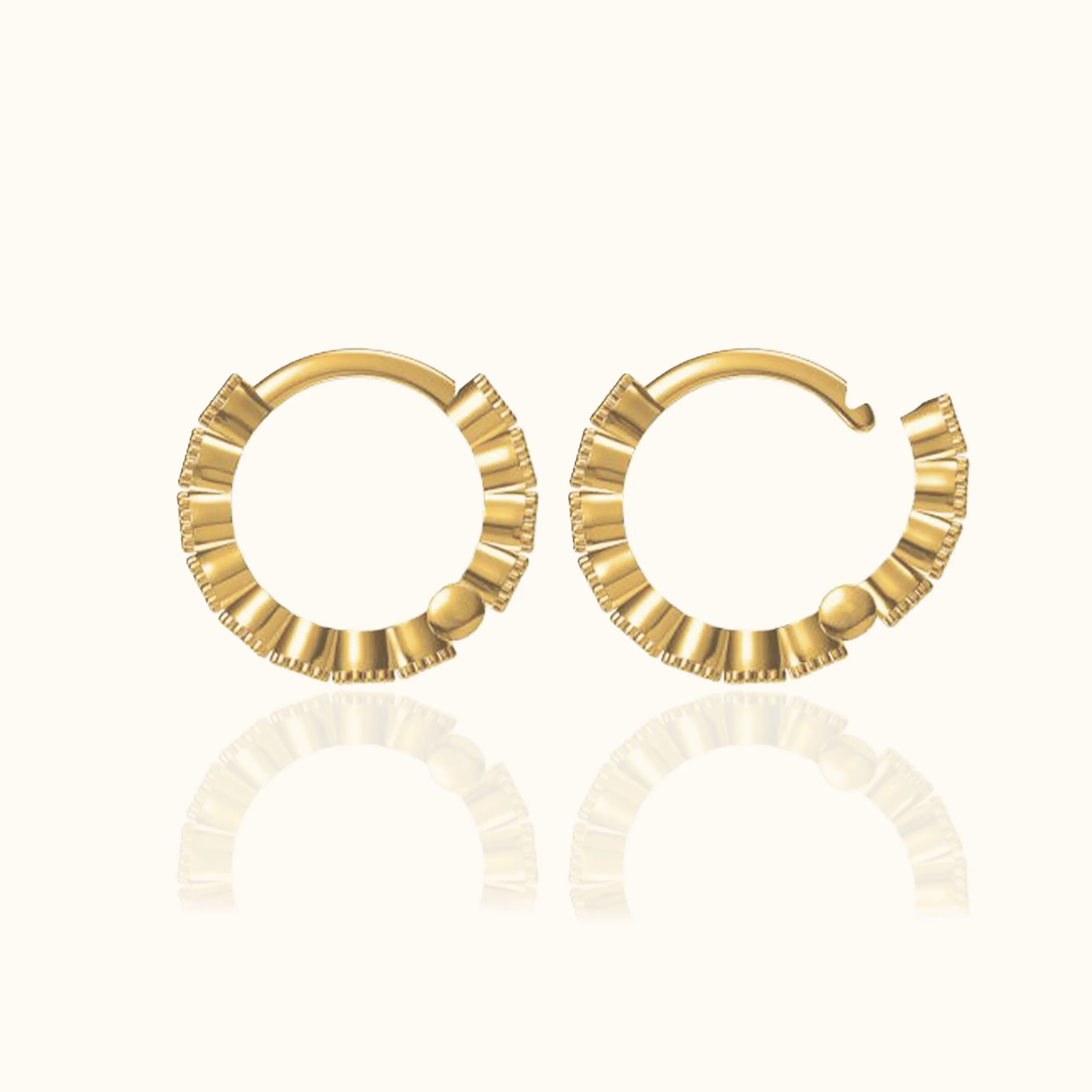 Emerald Green CZ Bezel Set Bead Hoop Earrings