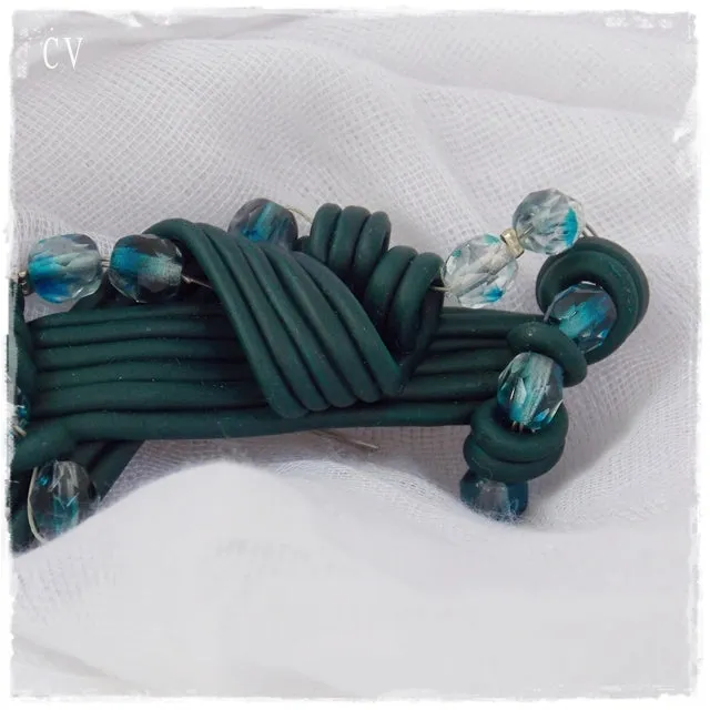 Emerald Green Polymer Clay Brooch