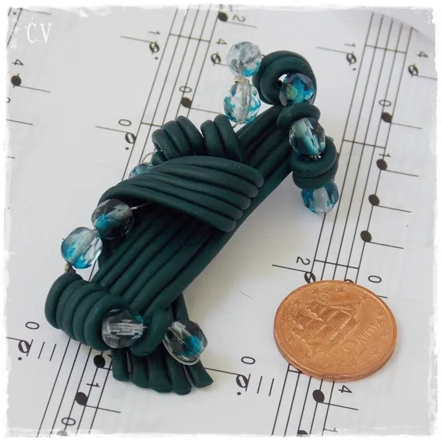 Emerald Green Polymer Clay Brooch