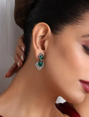 Emerald  inverted Leaf Earring