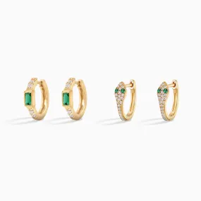 Emerald Snake Earring Set