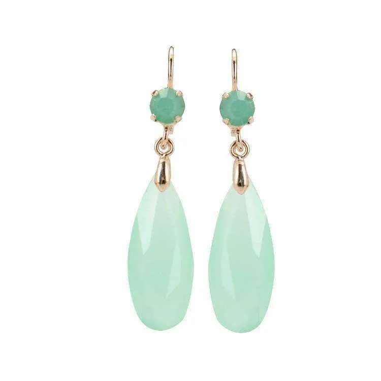 Fascinating Long Teardrop Bead and CZ Dangle Earrings ~ Six Colors to Choose!