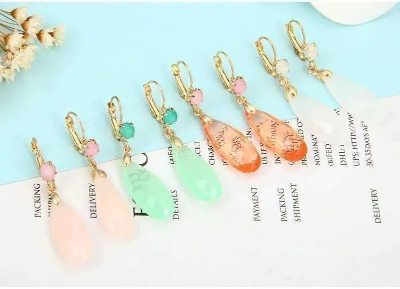 Fascinating Long Teardrop Bead and CZ Dangle Earrings ~ Six Colors to Choose!