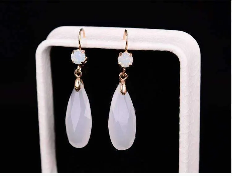 Fascinating Long Teardrop Bead and CZ Dangle Earrings ~ Six Colors to Choose!