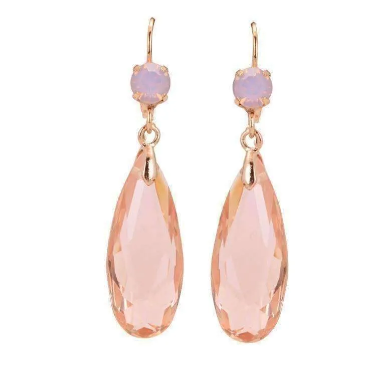 Fascinating Long Teardrop Bead and CZ Dangle Earrings ~ Six Colors to Choose!