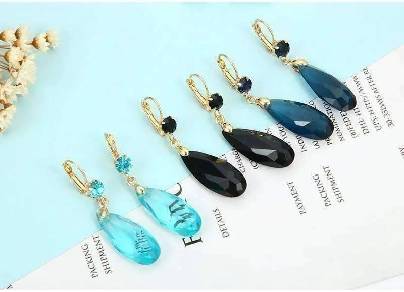 Fascinating Long Teardrop Bead and CZ Dangle Earrings ~ Six Colors to Choose!