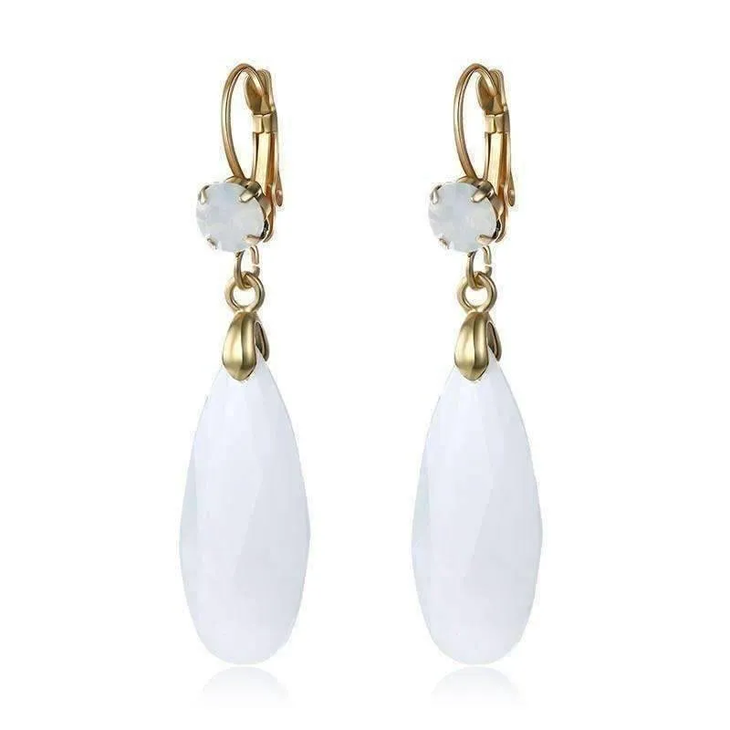 Fascinating Long Teardrop Bead and CZ Dangle Earrings ~ Six Colors to Choose!