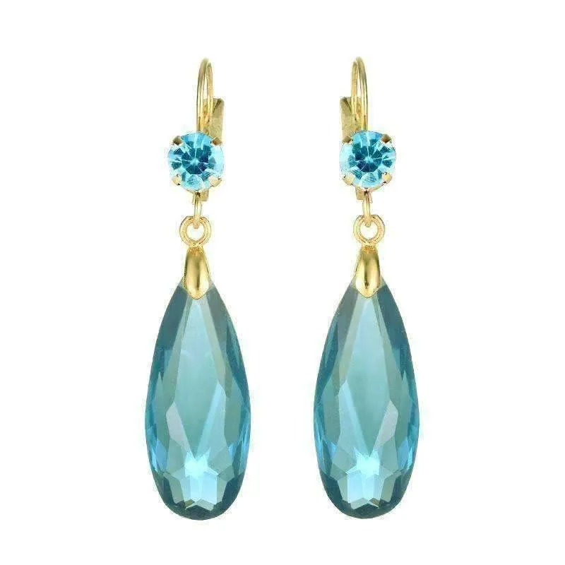 Fascinating Long Teardrop Bead and CZ Dangle Earrings ~ Six Colors to Choose!