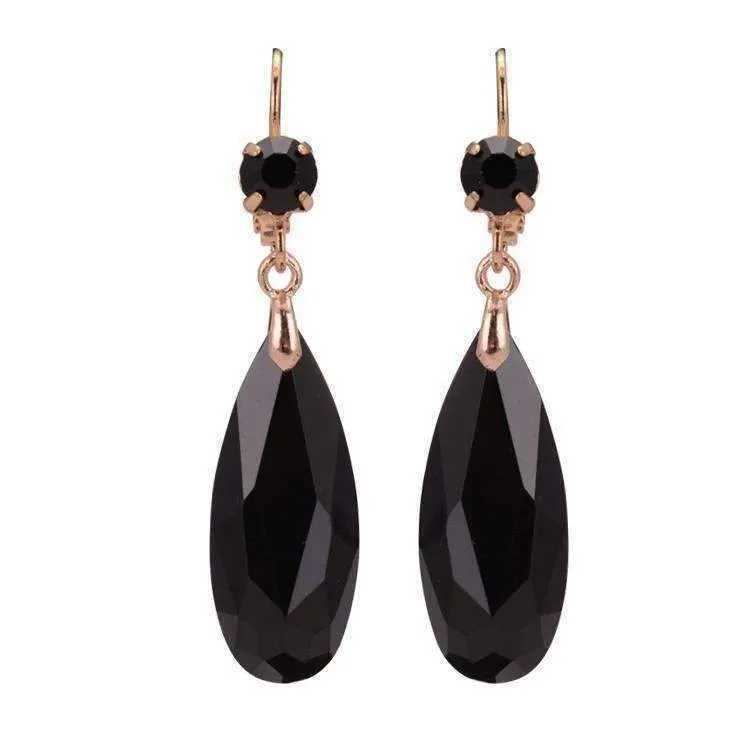 Fascinating Long Teardrop Bead and CZ Dangle Earrings ~ Six Colors to Choose!