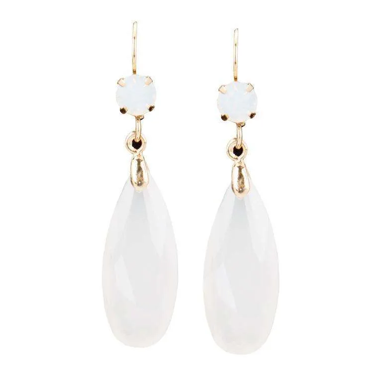 Fascinating Long Teardrop Bead and CZ Dangle Earrings ~ Six Colors to Choose!