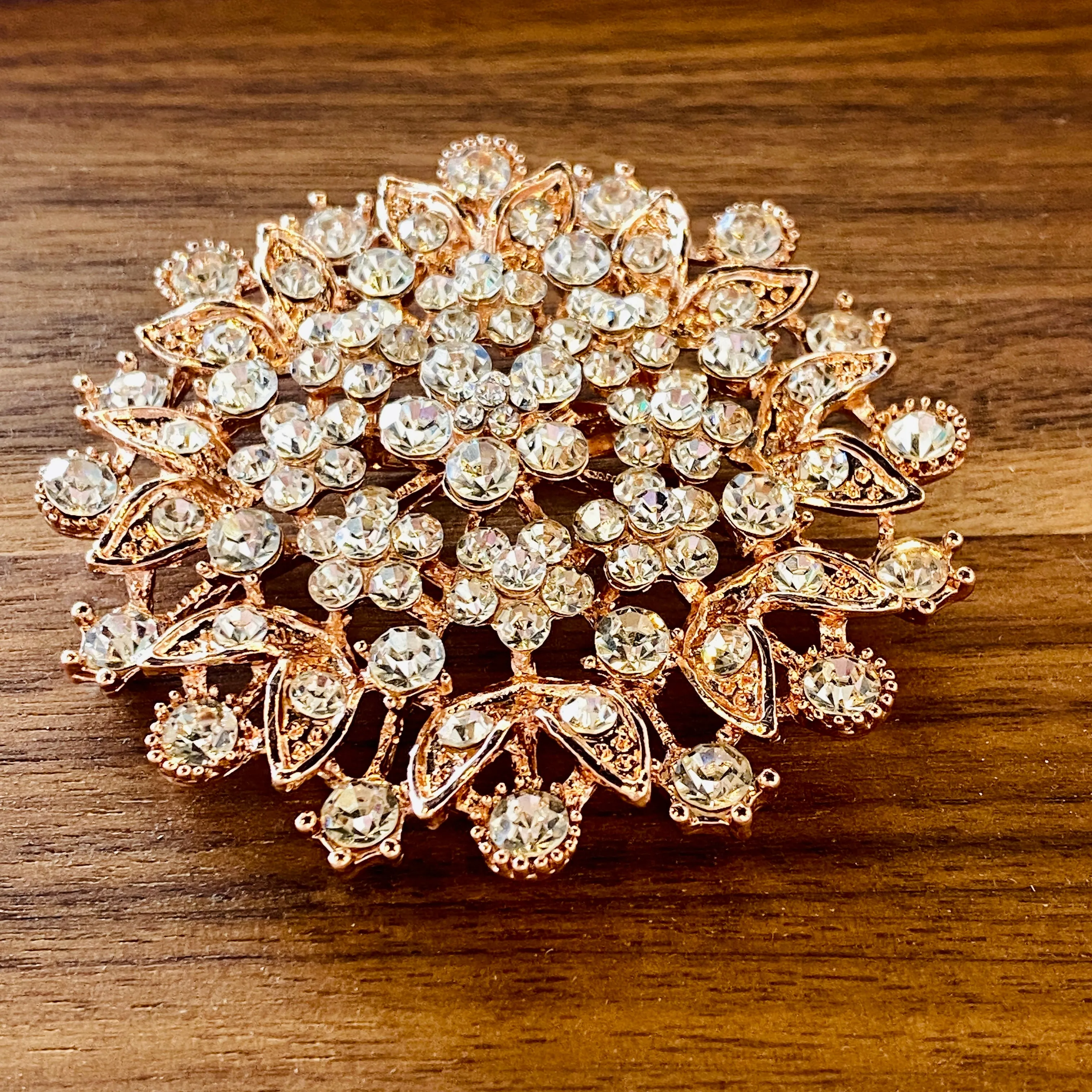 Garden Princess Brooch in Rose Gold and Cubic Zirconia