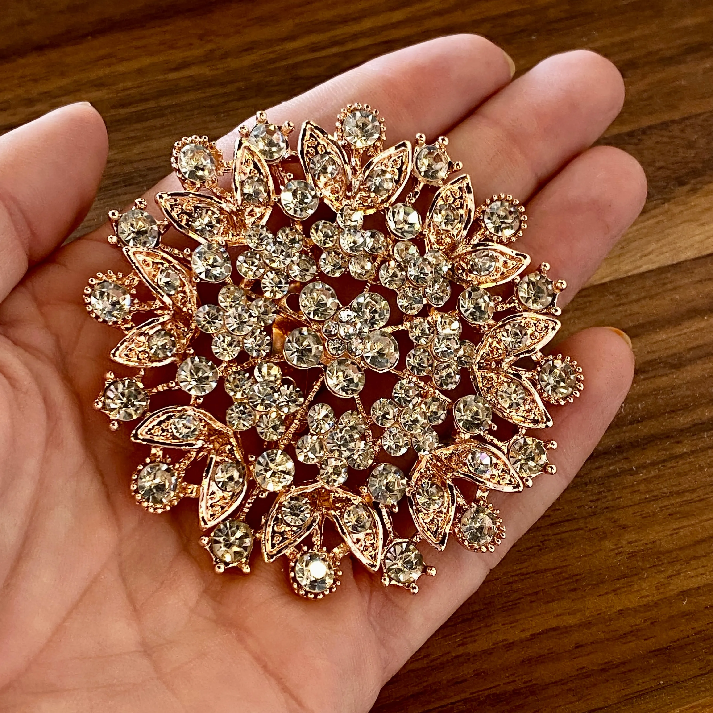 Garden Princess Brooch in Rose Gold and Cubic Zirconia