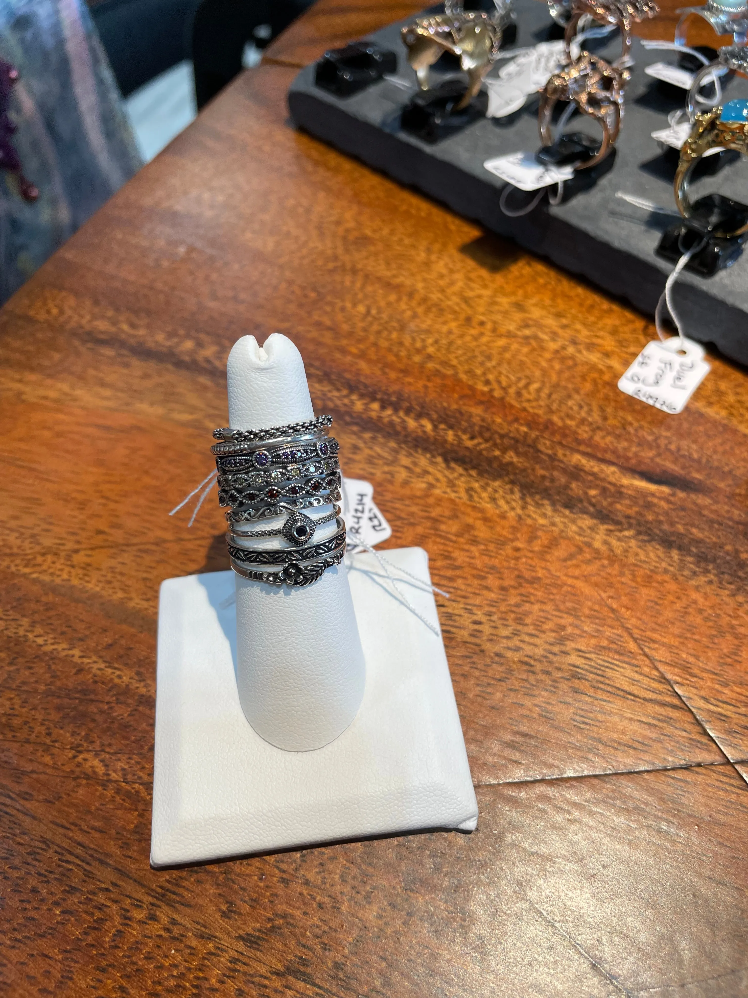 Garnet Stacking Ring in Silver