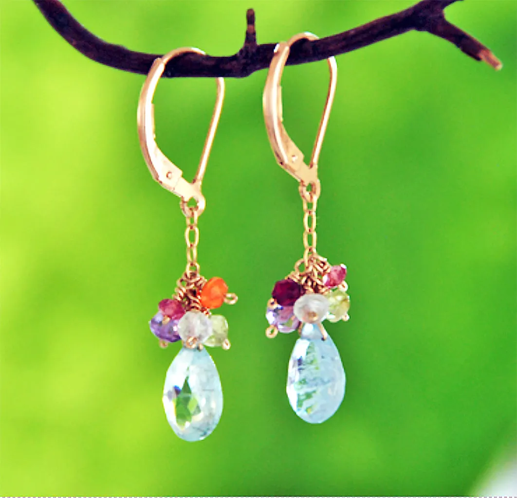 Gemstone Bouquet Drop Earrings