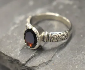 Genuine Garnet Ring - Red Tribal Ring - January Birthstone Ring