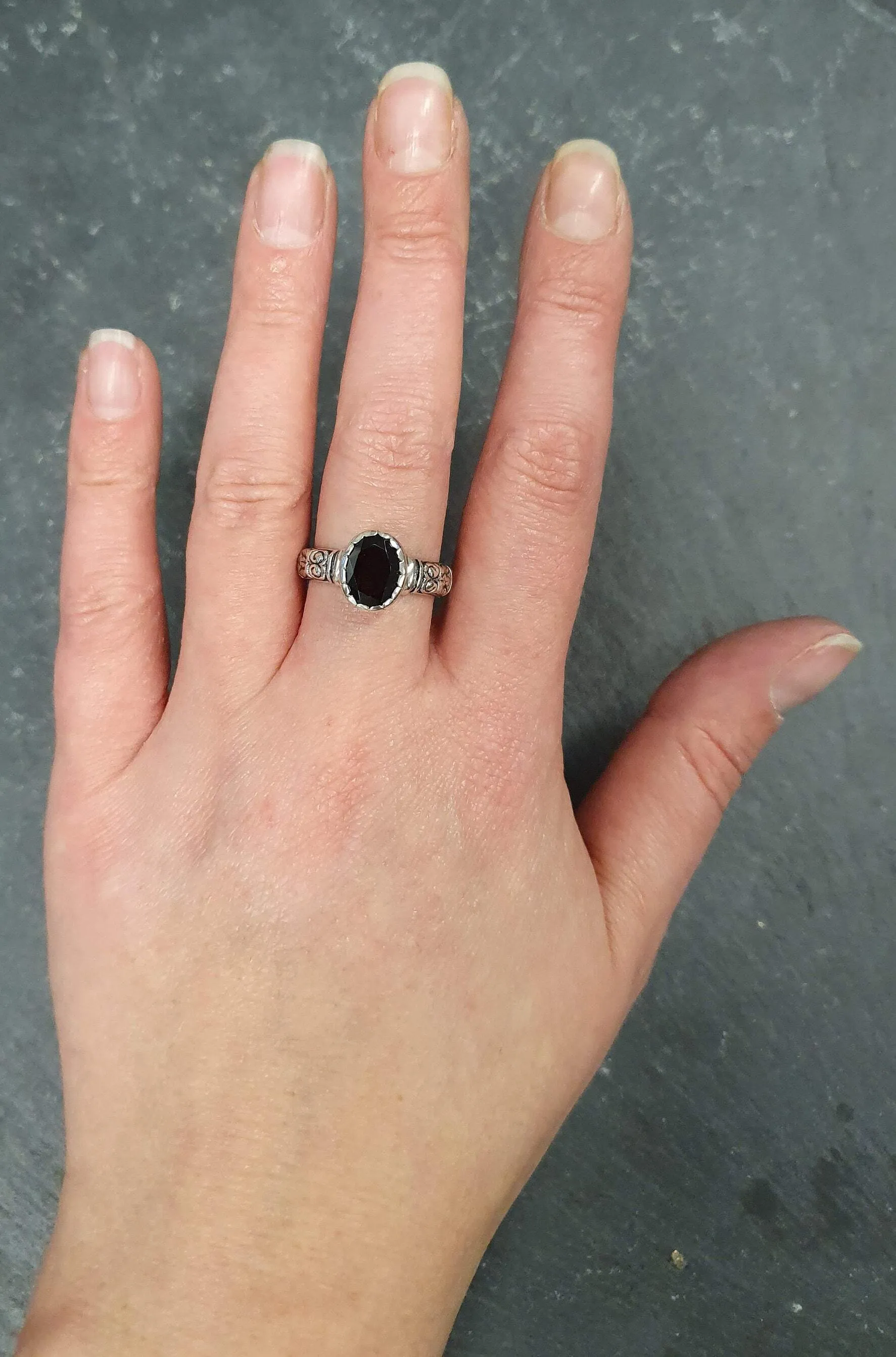 Genuine Garnet Ring - Red Tribal Ring - January Birthstone Ring