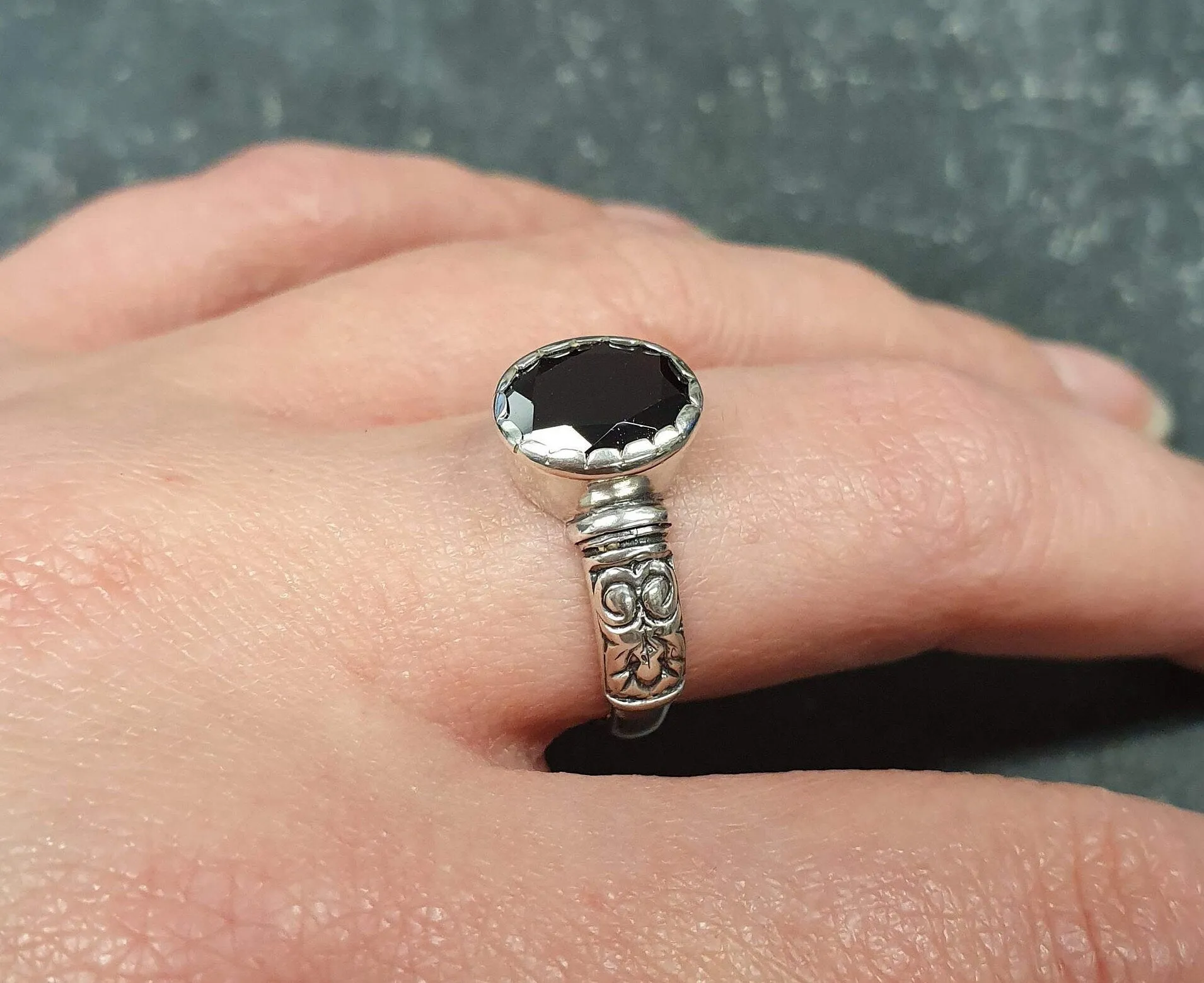 Genuine Garnet Ring - Red Tribal Ring - January Birthstone Ring