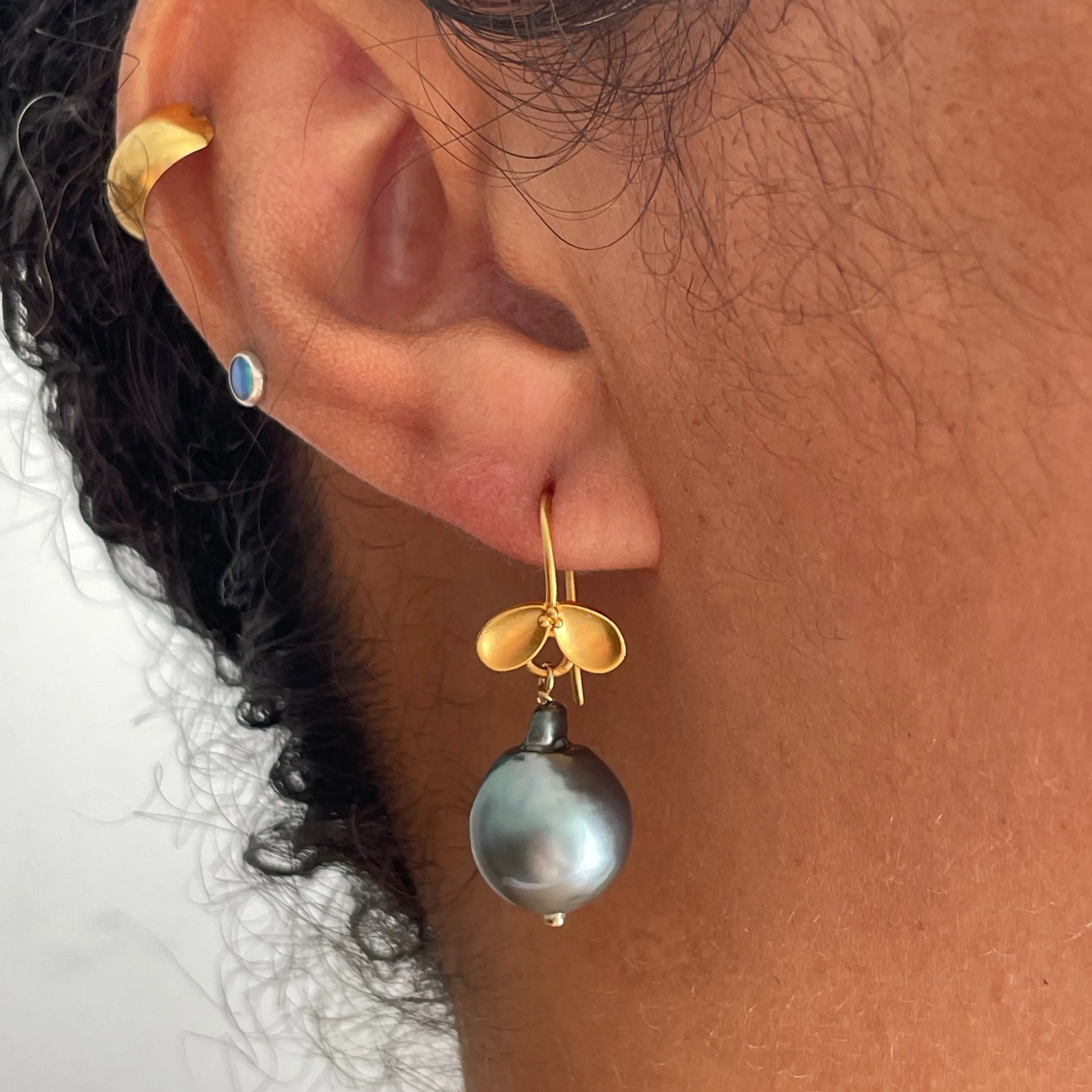 giant Tahitian pearl fruiting earrings