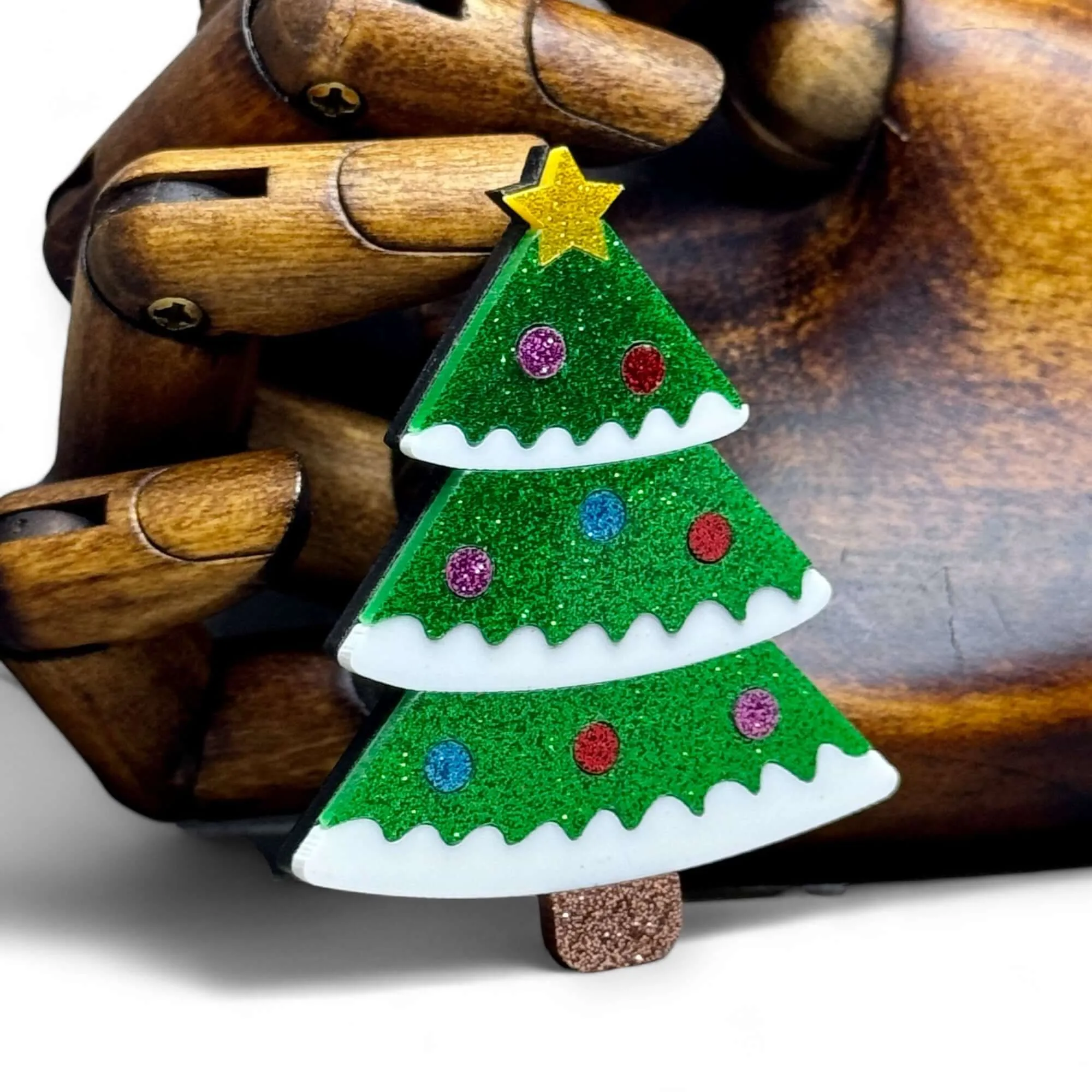 Glittering Christmas Tree - Acrylic Art Brooch