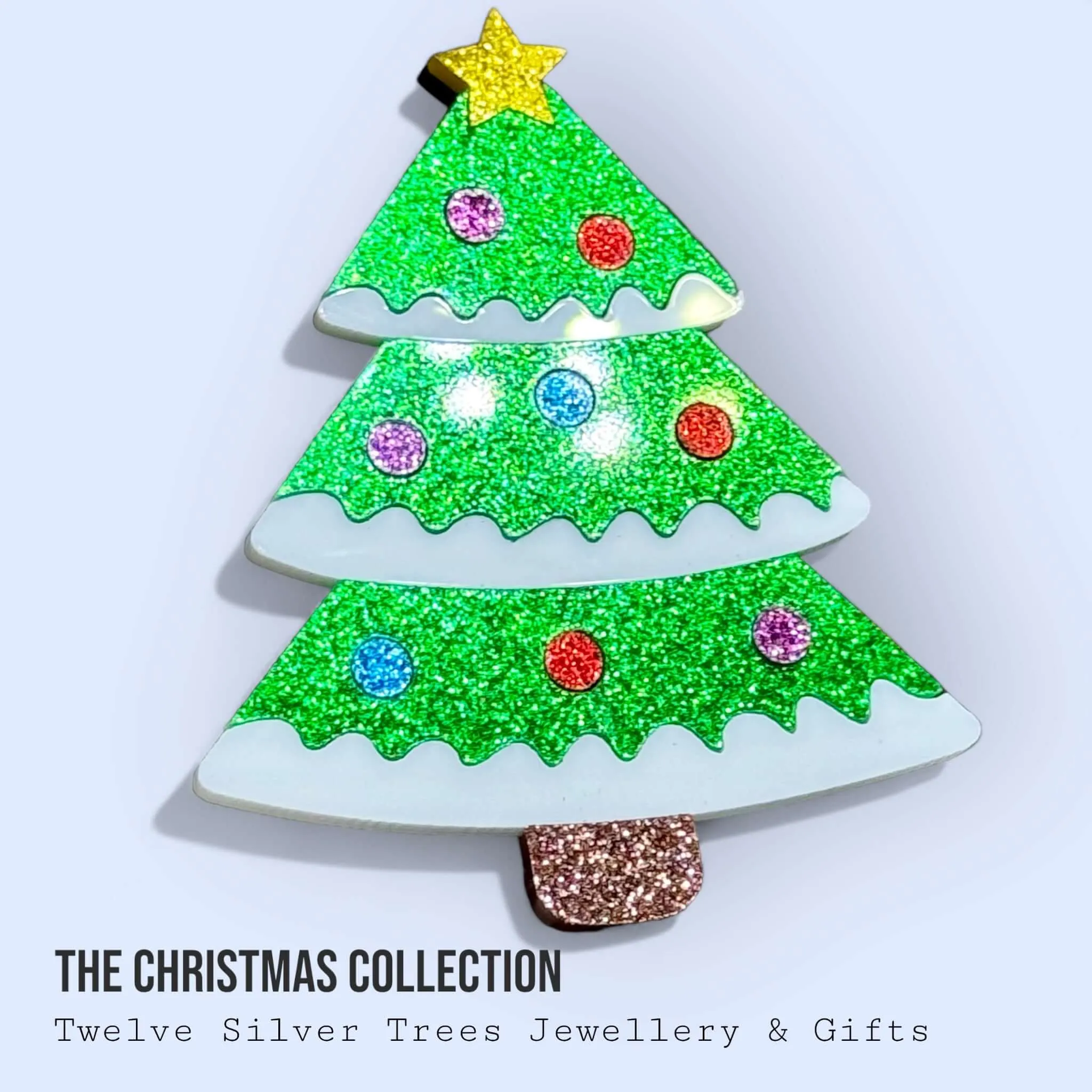 Glittering Christmas Tree - Acrylic Art Brooch