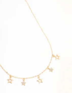 Gold Diamante Star Droplet Necklace