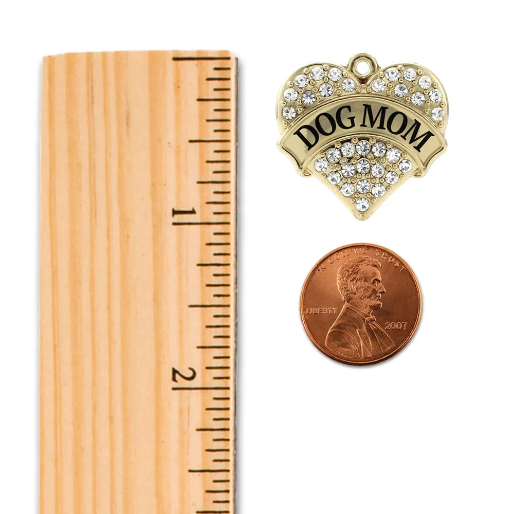 Gold Dog Mom Pave Heart Charm Braided Bracelet