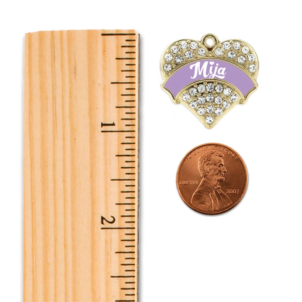 Gold Lavender Mija Pave Heart Charm Braided Bracelet