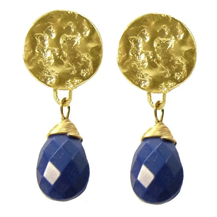 Gold Plated Lapis Lazuli Drop Earrings