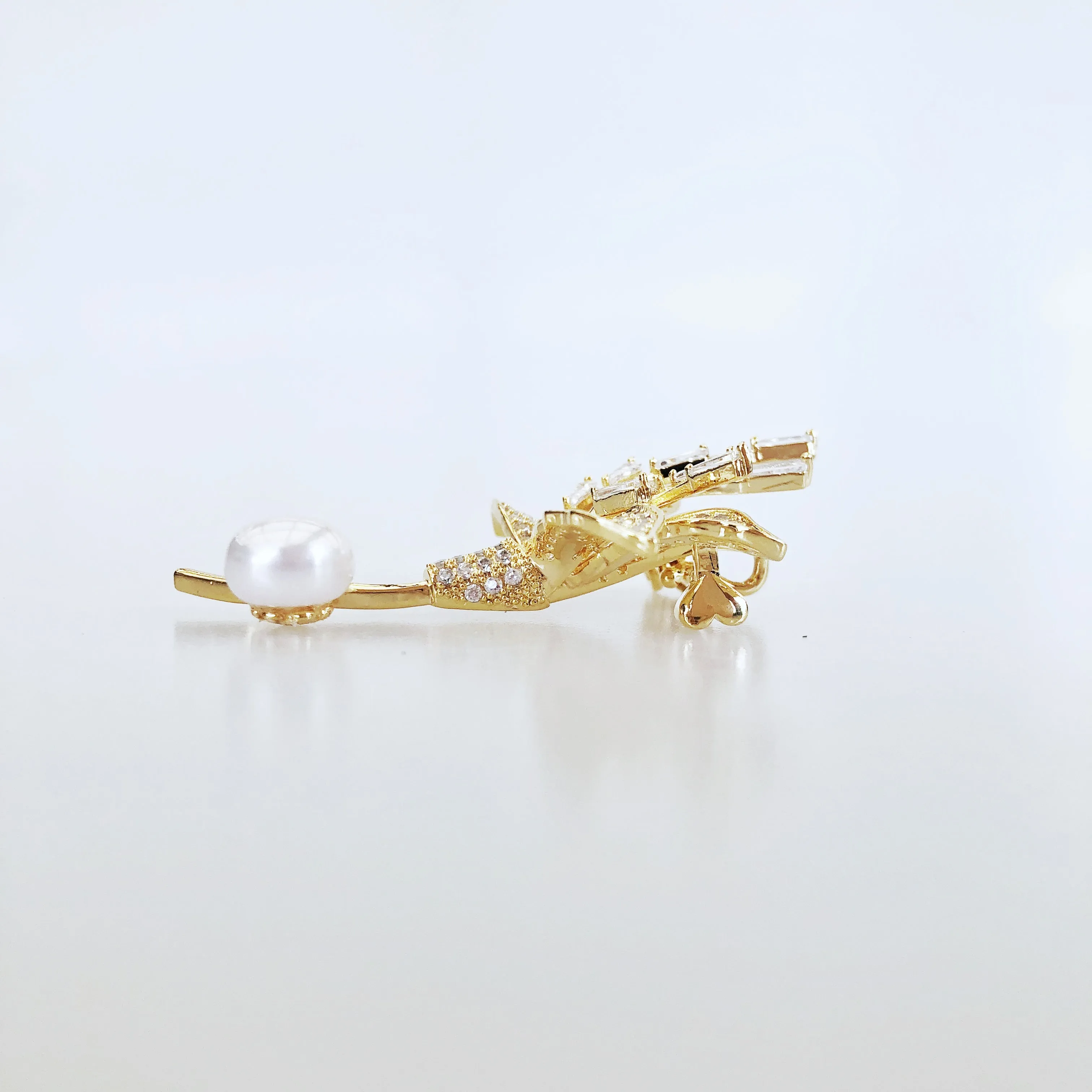 Gold Plated Lily Zircon Brooch Pendant