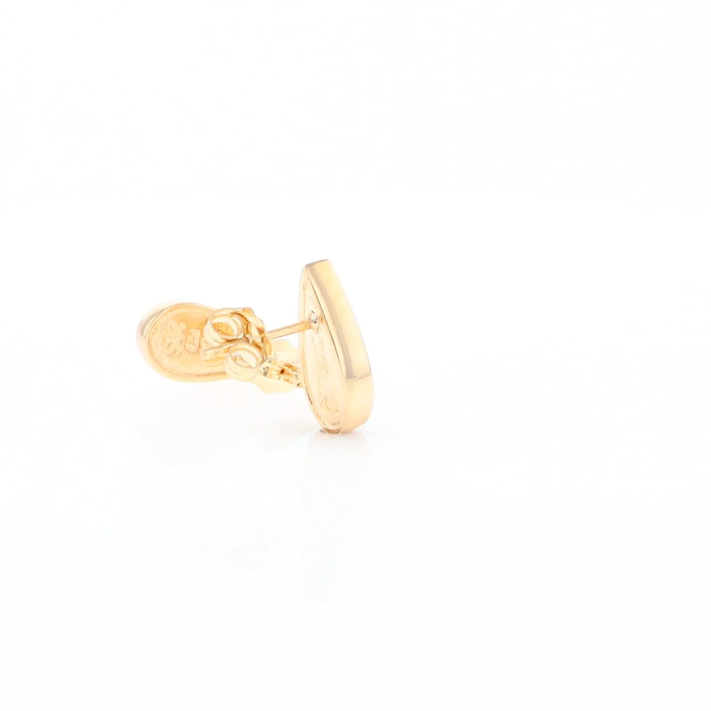 Gold Quartz Earrings Tear Drop Inlaid Studs