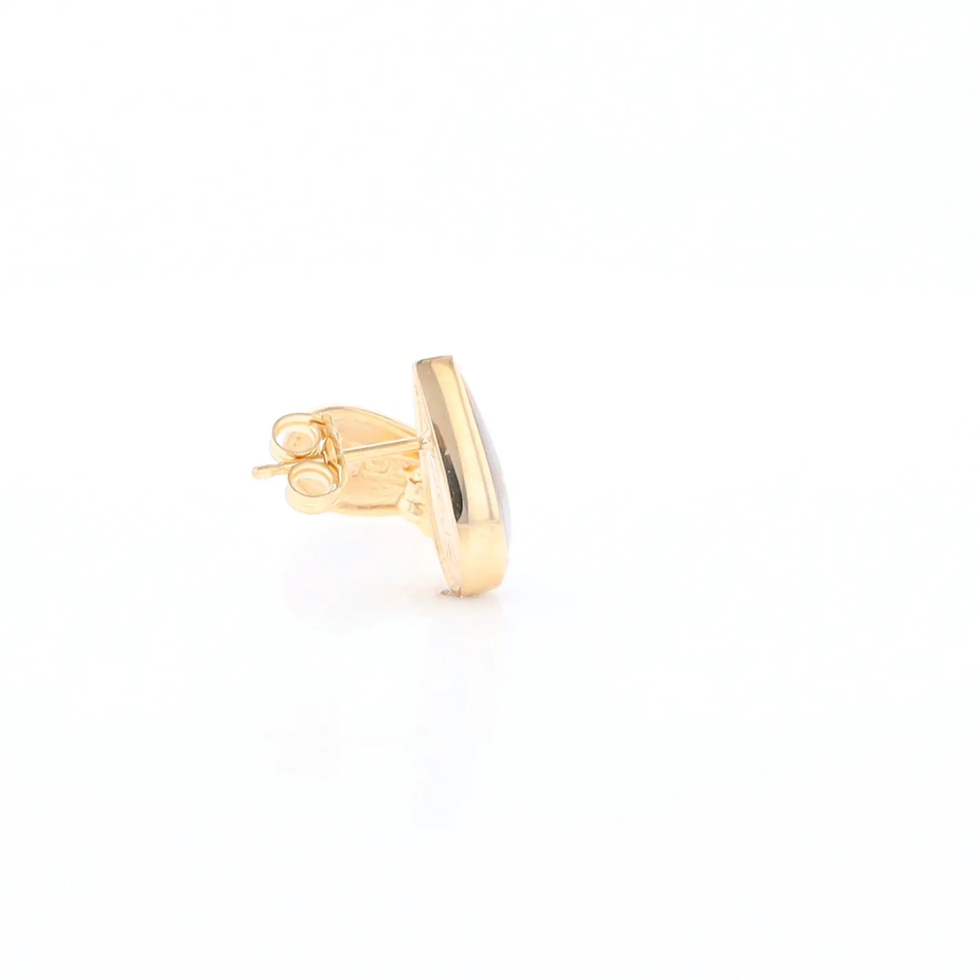 Gold Quartz Earrings Tear Drop Inlaid Studs