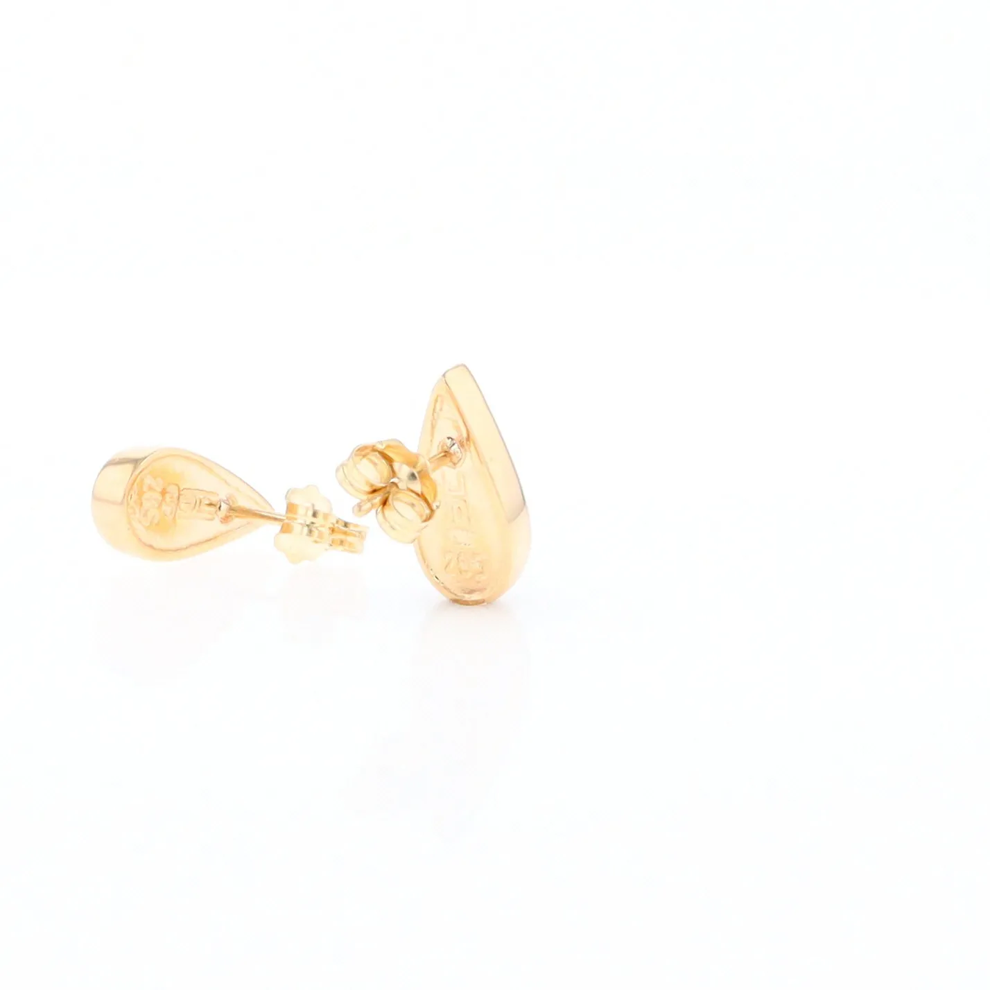 Gold Quartz Earrings Tear Drop Inlaid Studs